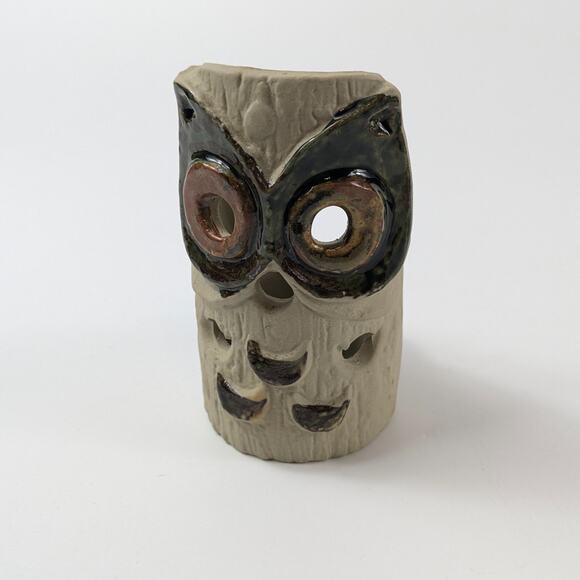 Vintage Owl Votive Candle Holder Glazed Pottery Counterpoint San Francisco Gift - Picture 2 of 12